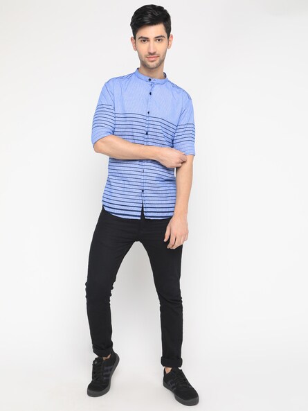 Buy Blue WITH Striped Shirt | AJIO