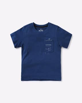 ajio Heathered T-shirt with Placement Print-picture-1