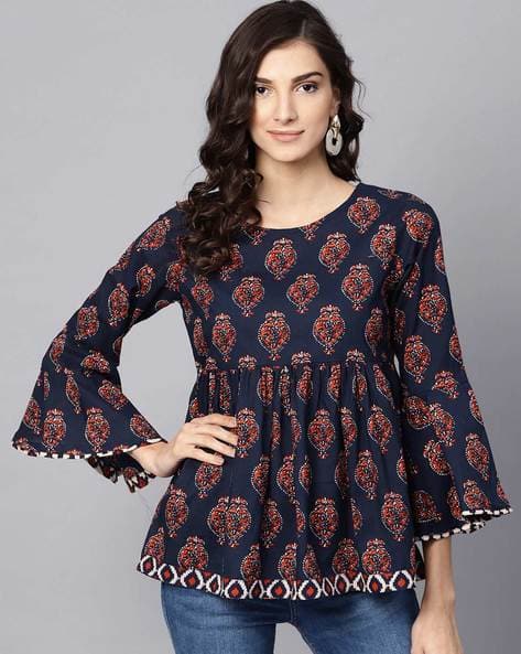 Buy Navy Blue Tops for Women by AZIRA 