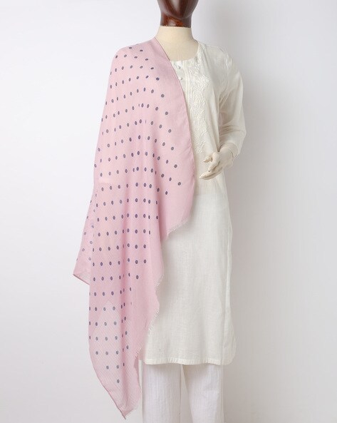 Polka-Dot Print Scarf with Fringes Price in India