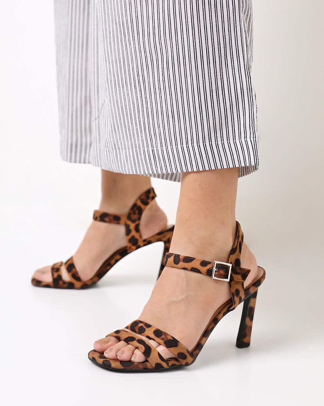 leopard print strappy heels