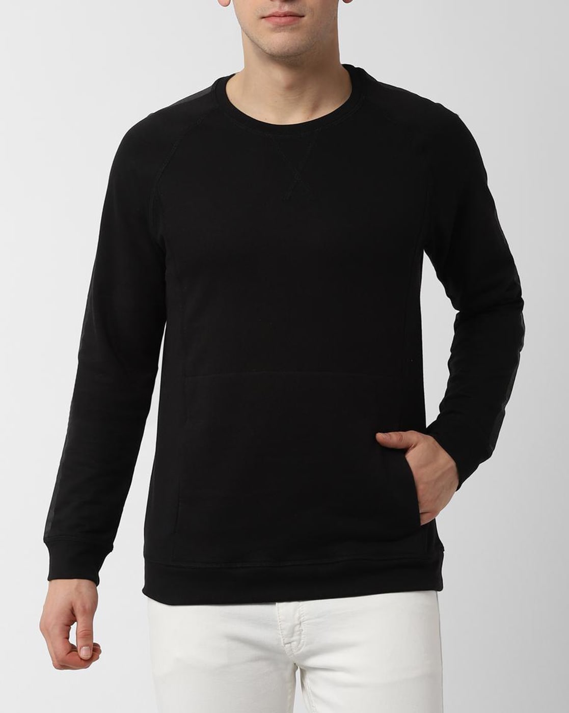 mens crew neck sweatshirt with kangaroo pocket