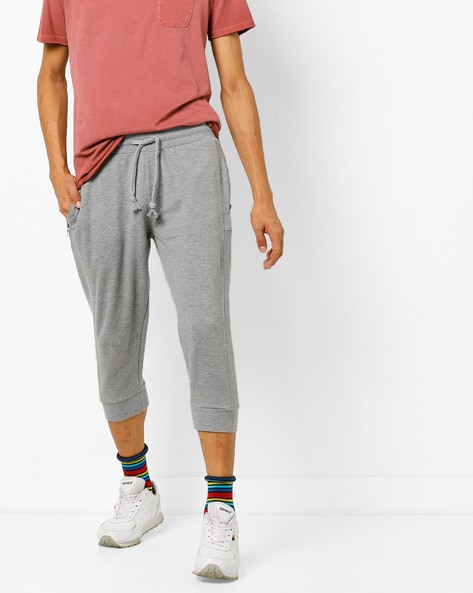 grey cropped joggers