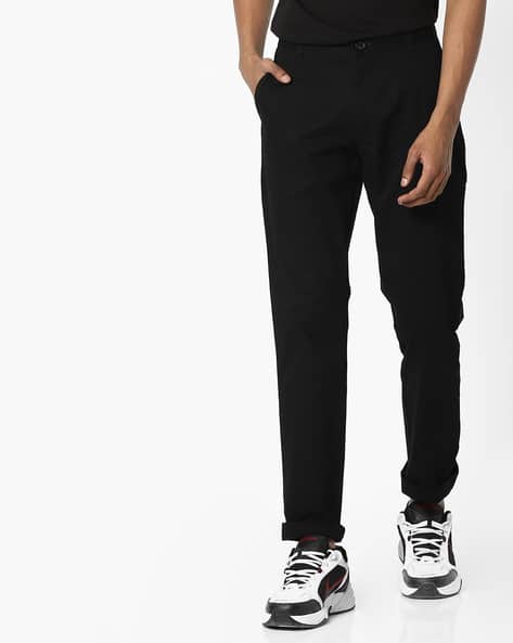 black cotton chinos
