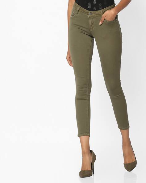 womens olive green jeggings