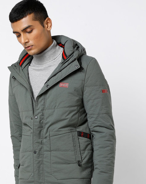 Buy Fort Collins Men Grey Solid Padded Jacket With Detachable Hood - Jackets  for Men 7692503 | Myntra