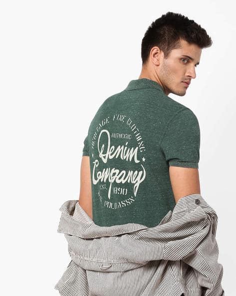 Heathered Brand Print Polo T-shirt