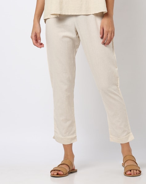 Buy Beige Trousers & Pants for Women by Go Colors Online | Ajio.com