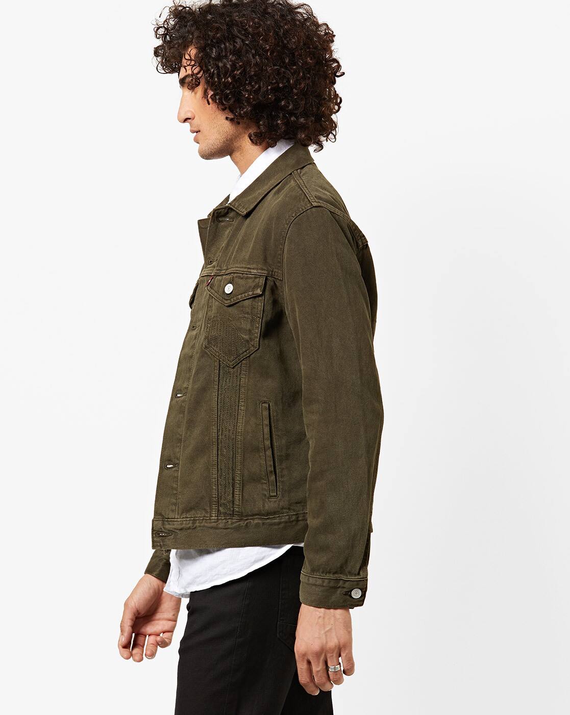 olive green trucker jacket