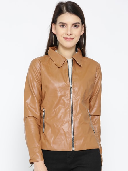 Ajio leather jackets womens sale