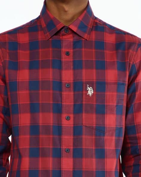 Checked Cotton Shirt with Patch Pocket (Image - 2)