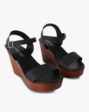 black ankle strap wedges
