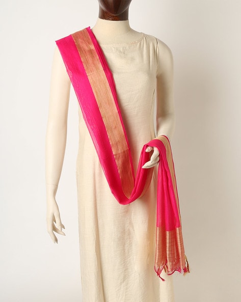Colorblock Dupatta with Tassels Price in India