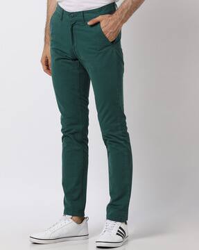 green slim pants