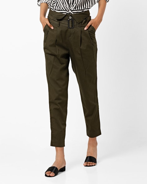 CeCe Tapered Straight Leg Pleat Front Ankle Crop Twill Trouser Pants |  Dillard's