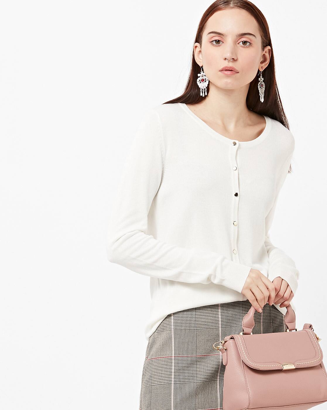 white button down sweaters