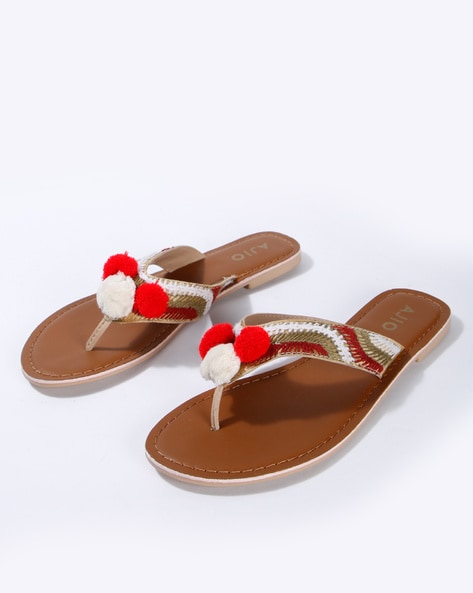 Buy Red \u0026 White Flat Sandals for Women 