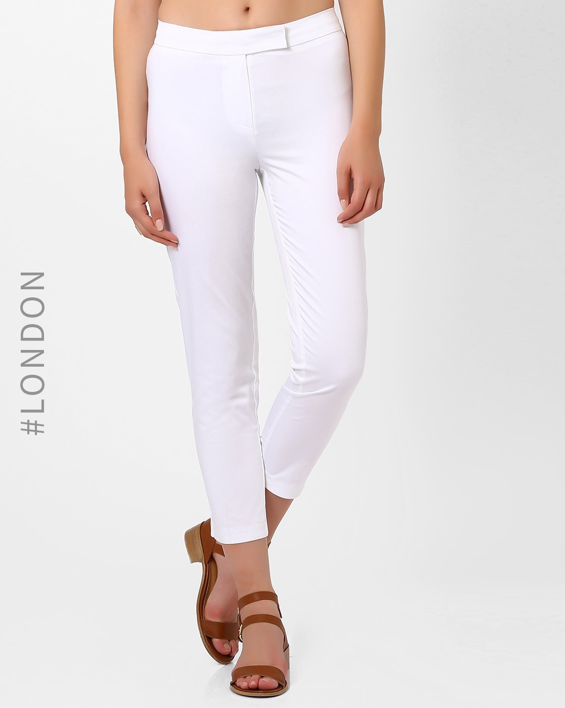 Dunnes Stores | White Pull On Stretch Crop Trousers