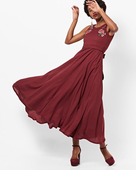 maroon maxi dress online india