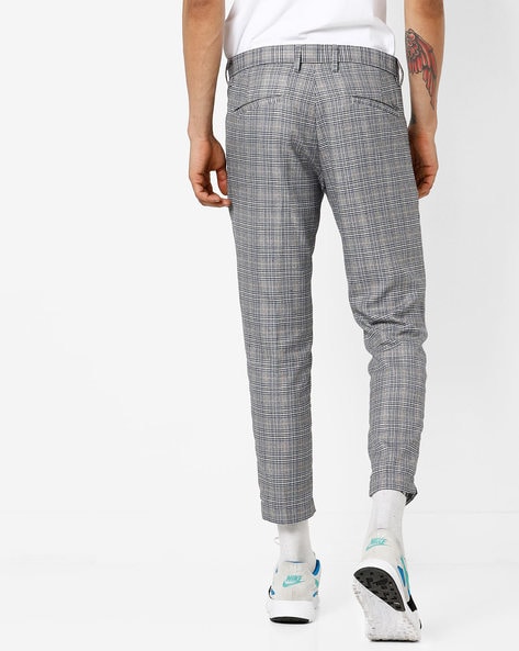 Skinny Check Smart Cropped Trouser  boohooMAN UK