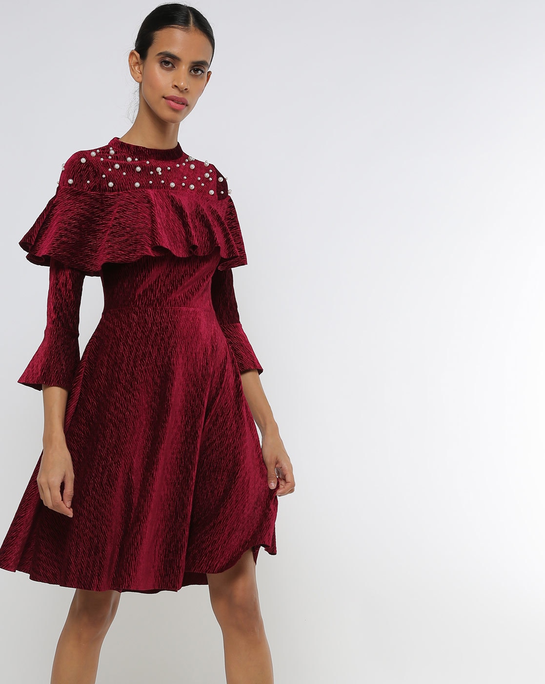 Buy Wine Dresses for Women by MADAME 