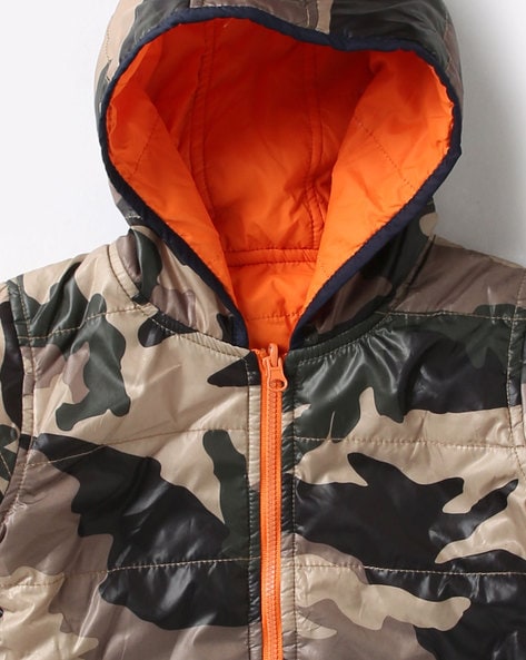 orange and black camo jacket