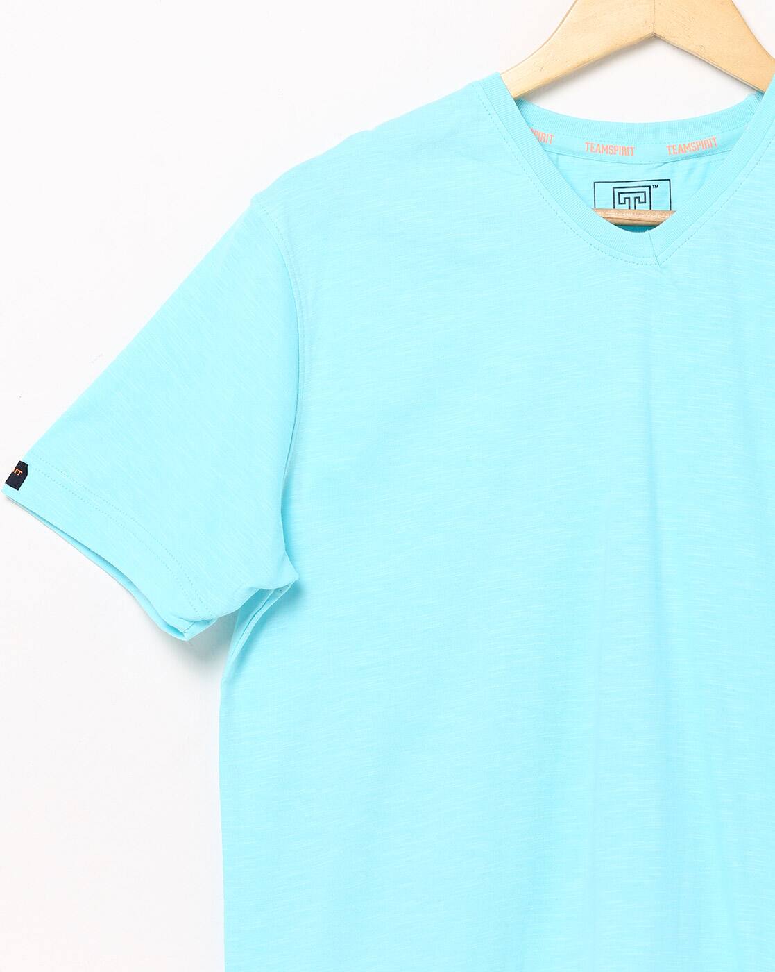 CORE SLUB V NECK, AQUA, XL
