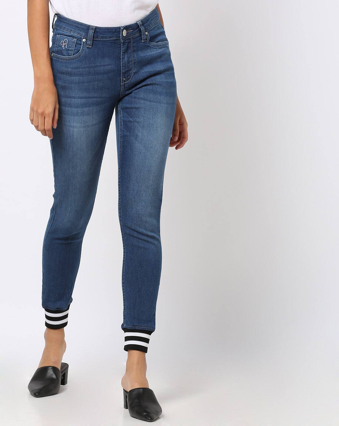 cuffed denim jeggings