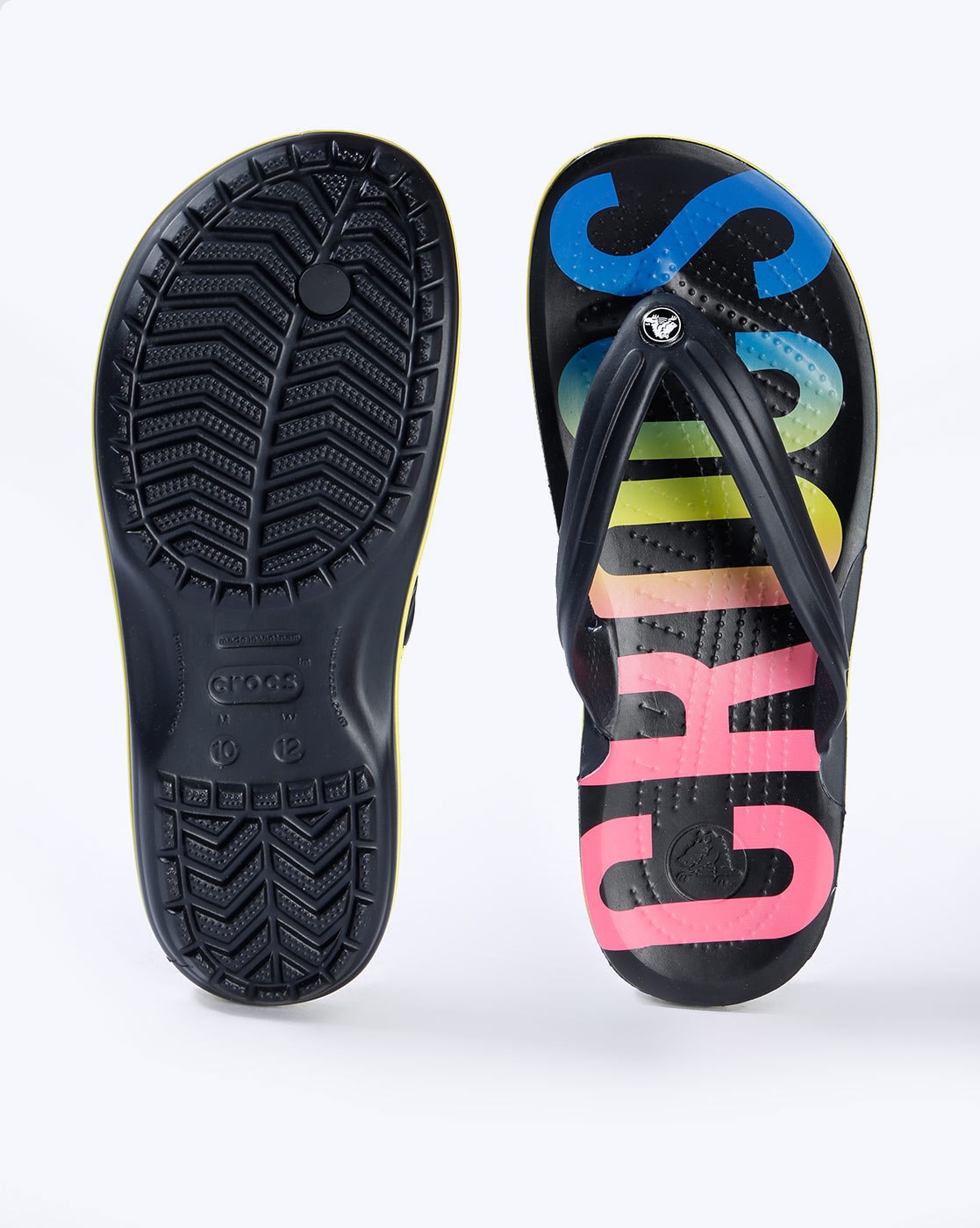 crocs printed flip flops