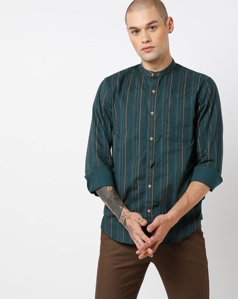 Peter england best sale green shirt