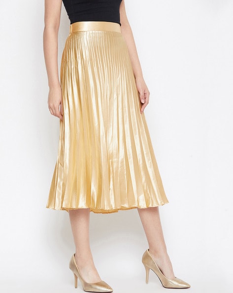 Gold pleated skirt outlet qvc