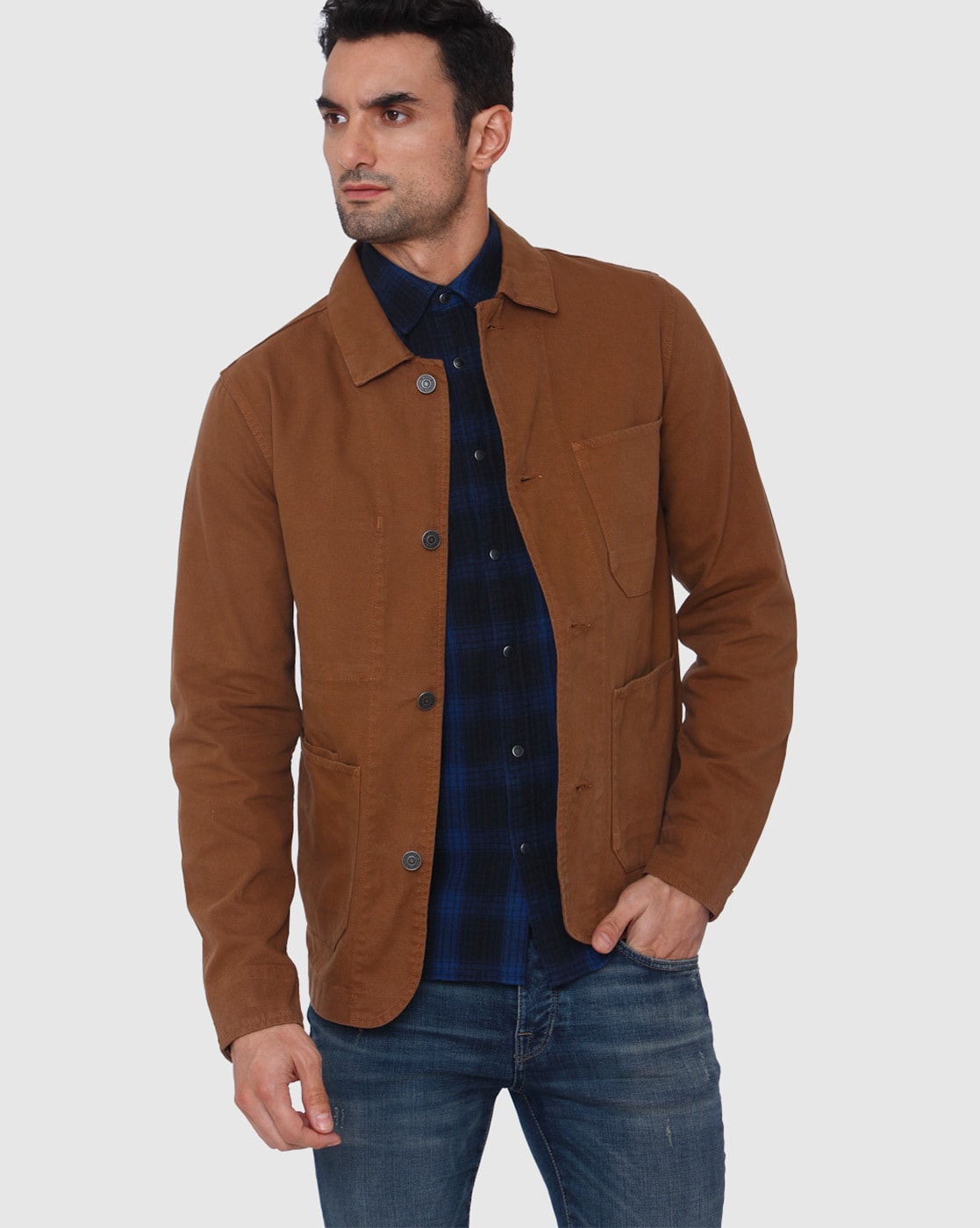 Scully Mens Brown Cotton Blend Faux Jean Denim Jacket – The Western Company