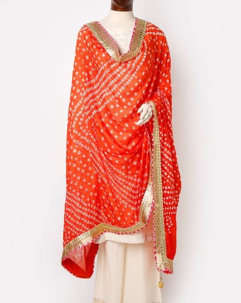 Bandhani dupatta best sale with border