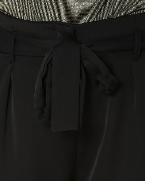 Double Waistband Trouser in Black