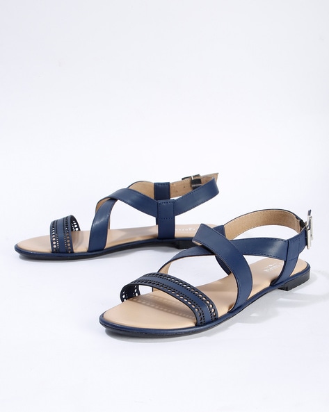 Navy strappy flat hot sale sandals