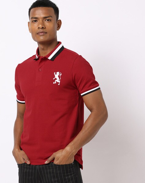 giordano red polo shirt