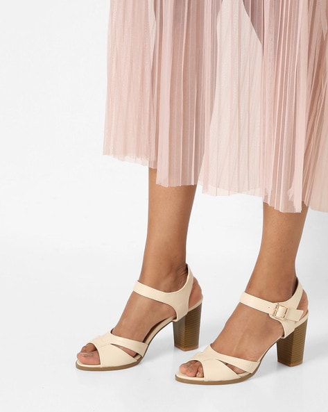 Buy Cream Heeled Sandals for Women by AJIO Online Ajio