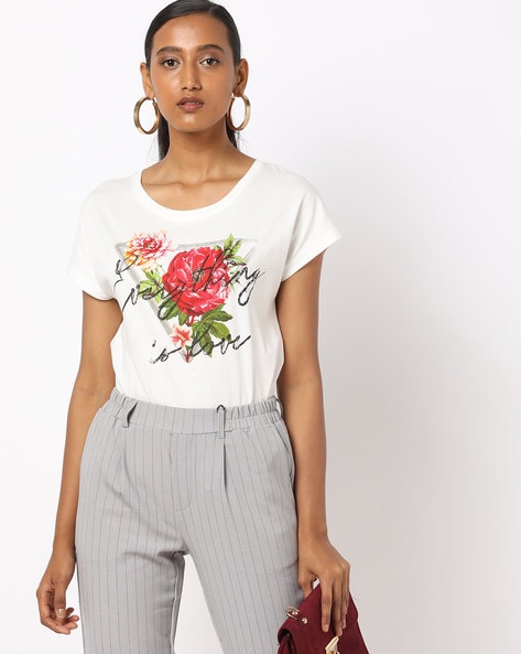 Buy White Tshirts for Women by DNMX Online