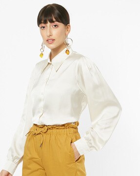 satin off white shirt