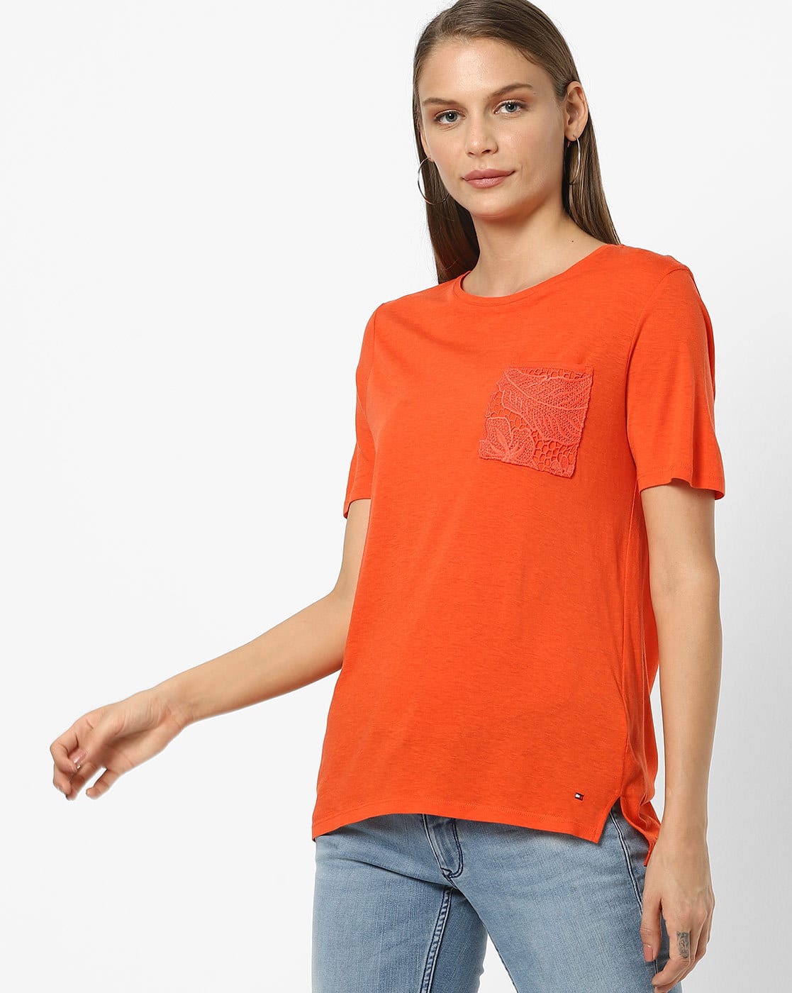 tommy hilfiger orange top