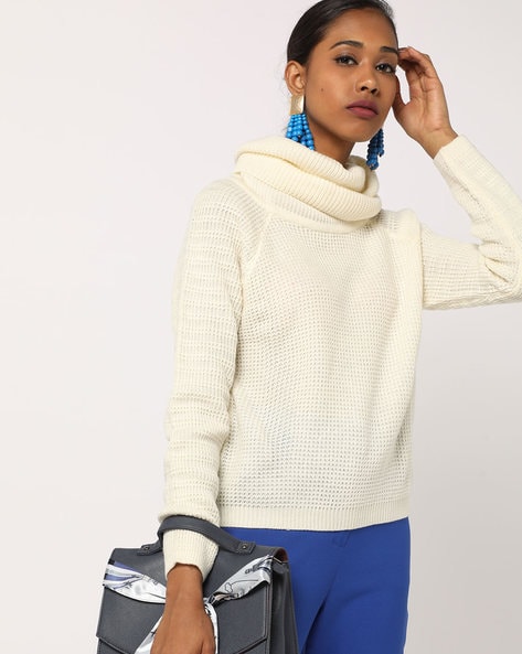 Off white cowl neck sweater online