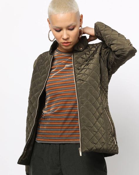 Quilted Zip-Front Jacket with Pockets