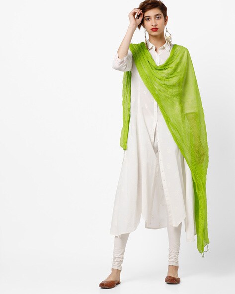 Crushed Dupatta with Embellished Border Price in India