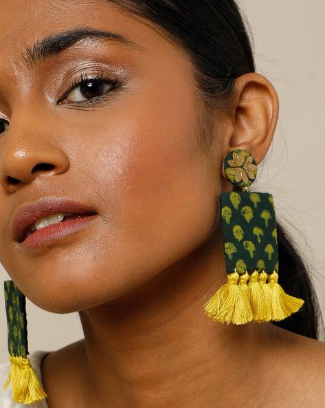 Emerald Tassel Earrings– Roseabella