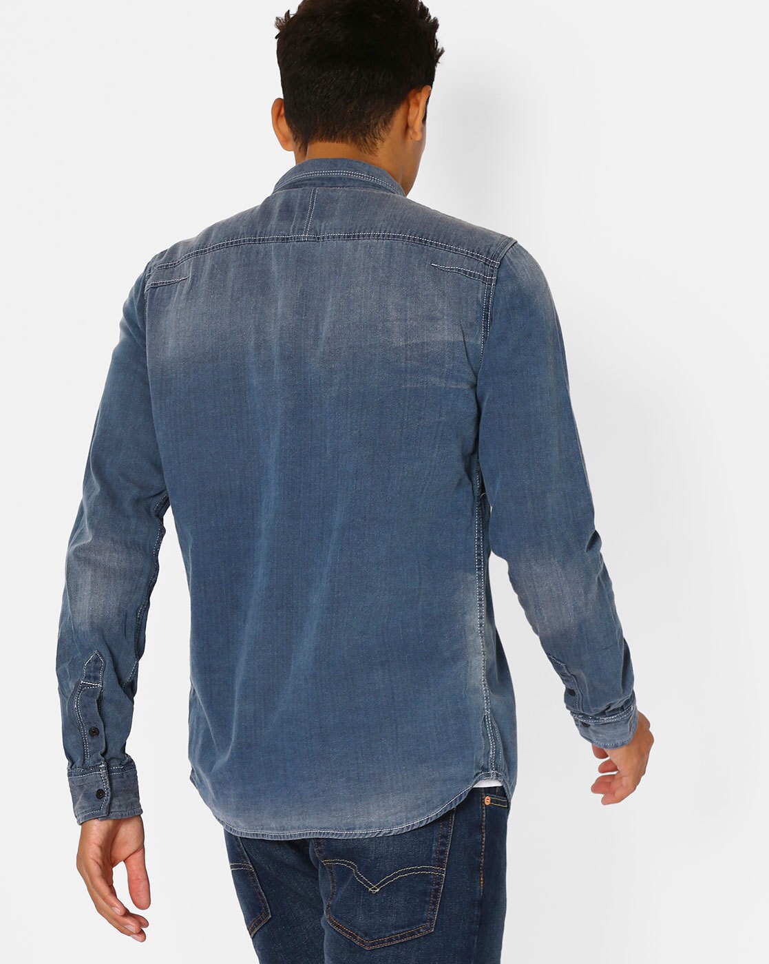 Buy Roadster Men Blue Regular Fit Faded Western Yoke Denim Shirt - Shirts  for Men 8217951 | Myntra