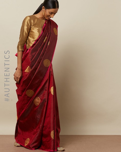 Buy Decadent Dark Red Saree Online in the UK @Mohey - Saree for Women