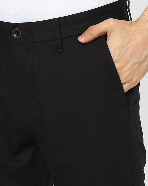 Buy Greenfibre Men's Black 100% Cotton Neo Fit Solid Casual Trouser online