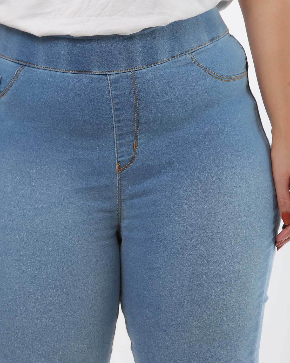 New Women's UK Stock Stretch Denim Look Plus Size Leggings Jeggings Pants |  eBay