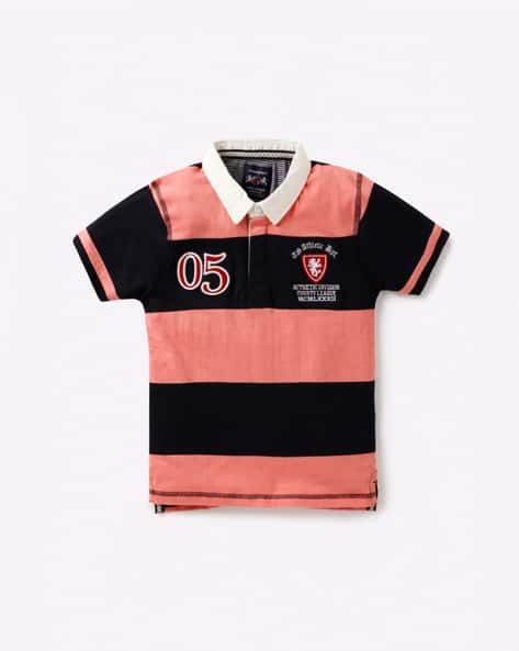 Boys Applique Stripe Polo Top T Shirt