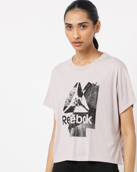 reebok t shirt womens grey